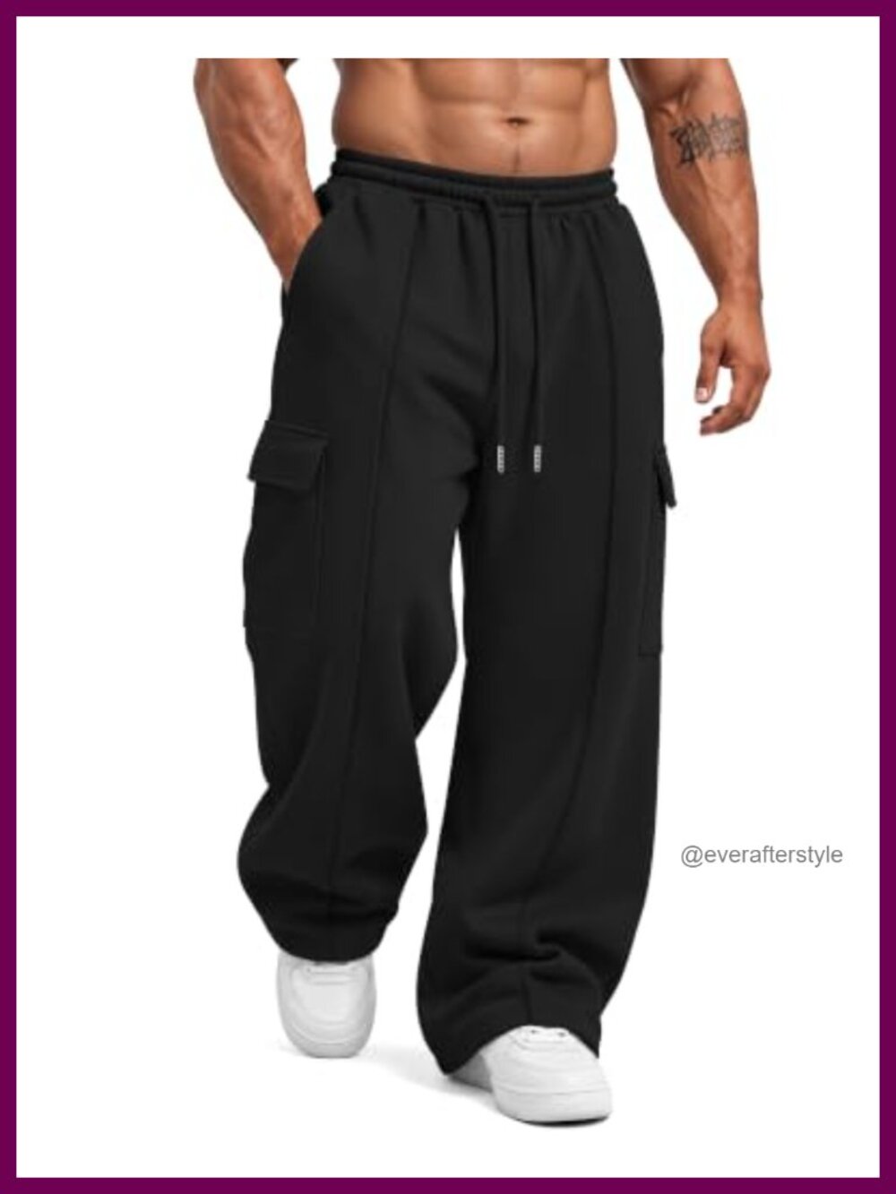 Men's Big & Tall Cargo Sweatpants Baggy Drawstring Loose Fit Pants